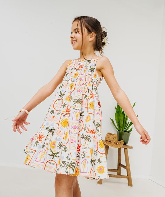 Robe à bretelles, smocks et volants fille vue1 - GEMO 4G FILLE - GEMO