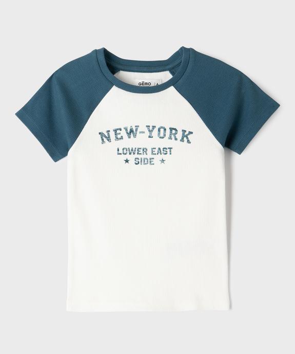Tee-shirt bicolore en maille côtelée fille vue1 - GEMO 4G FILLE - GEMO