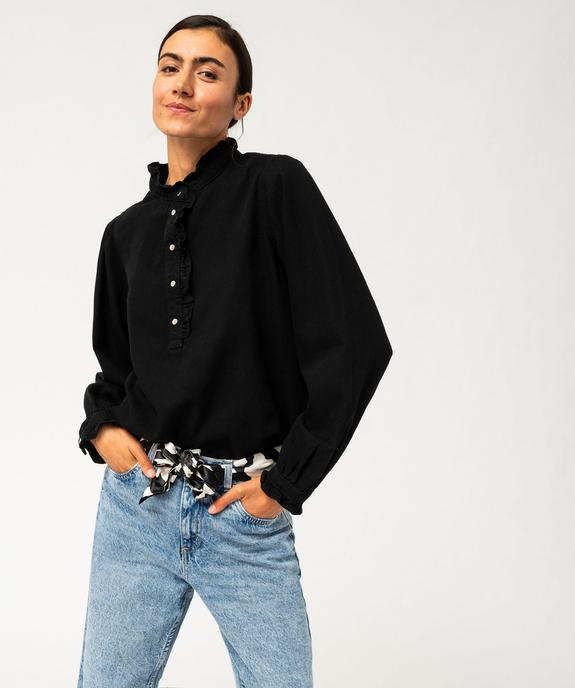 Blouse en toile de coton avec col froncé femme vue1 - GEMO(FEMME PAP) - GEMO