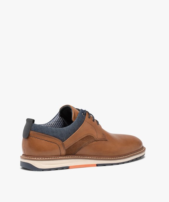 Derbies homme dessus cuir et denim - Tanéo vue4 - TANEO - GEMO