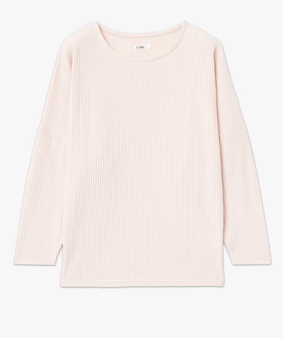 Haut de pyjama en maille côtelée femme vue4 - GEMO 4G FEMME - GEMO