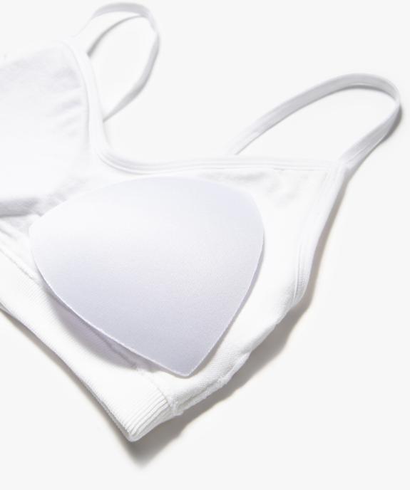 Brassière à fines bretelles en maille côtelée avec mousses amovibles fille vue3 - GEMO (JUNIOR) - GEMO