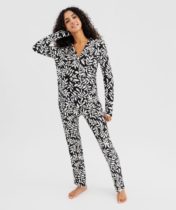 Pyjama deux pièces en viscose femme : chemise et pantalon vue1 - GEMO 4G FEMME - GEMO