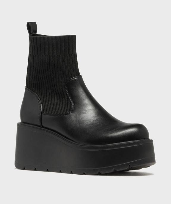 Boots avec tige chaussette et semelle plateforme femme - 5 Miles vue3 - 5 MILES - GEMO