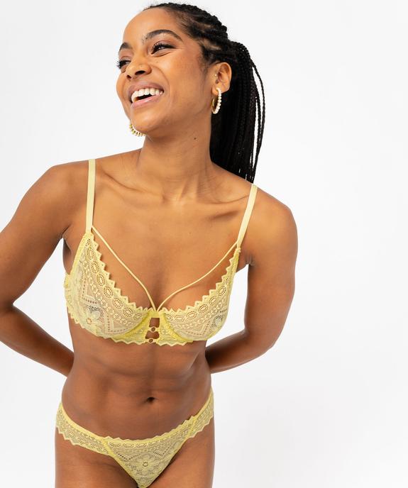 Soutien-gorge corbeille en dentelle fleurie et liens femme vue6 - GEMO(HOMWR FEM) - GEMO