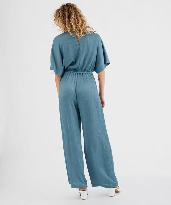 Combi-pantalon manches courtes en satin plissé femme vue3 - GEMO(FEMME PAP) - GEMO