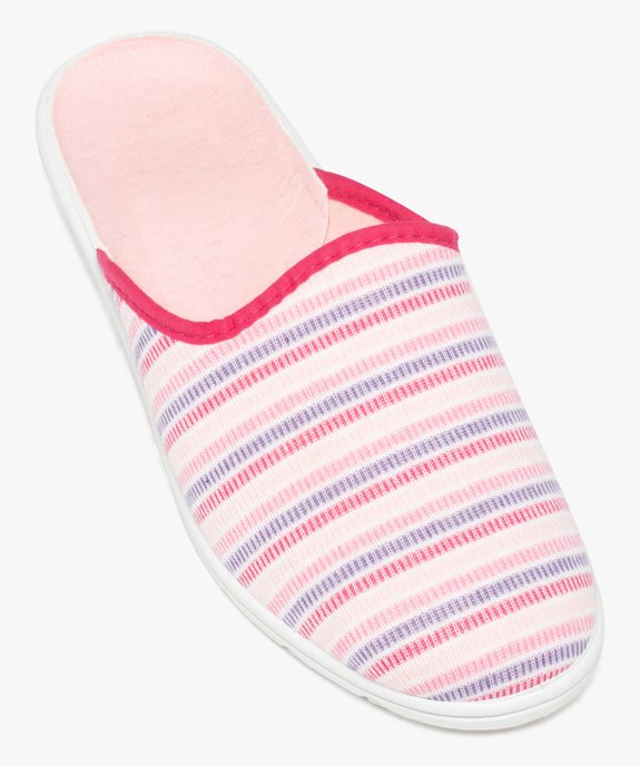 Chaussons femme mules en jersey rayé vue5 - GEMO 4G FEMME - GEMO