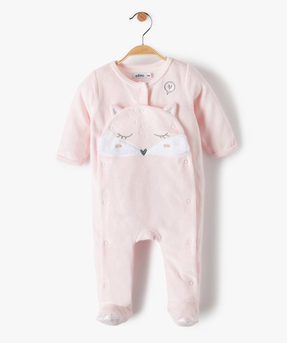 Pyjama bébé fille en velours à motif renard vue1 - GEMO 4G BEBE - GEMO