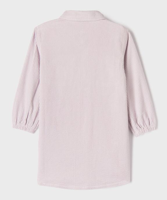 Robe chemise courte à manches longues en velours côtelée fille vue4 - GEMO (ENFANT) - GEMO