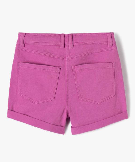 Short fille en toile denim avec revers vue4 - GEMO 4G FILLE - GEMO