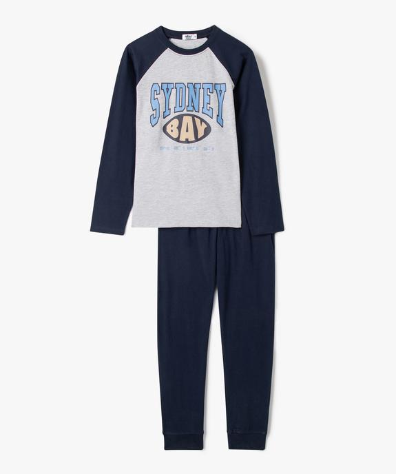 Pyjama bicolore avec inscription poitrine garçon vue1 - GEMO 4G GARCON - GEMO
