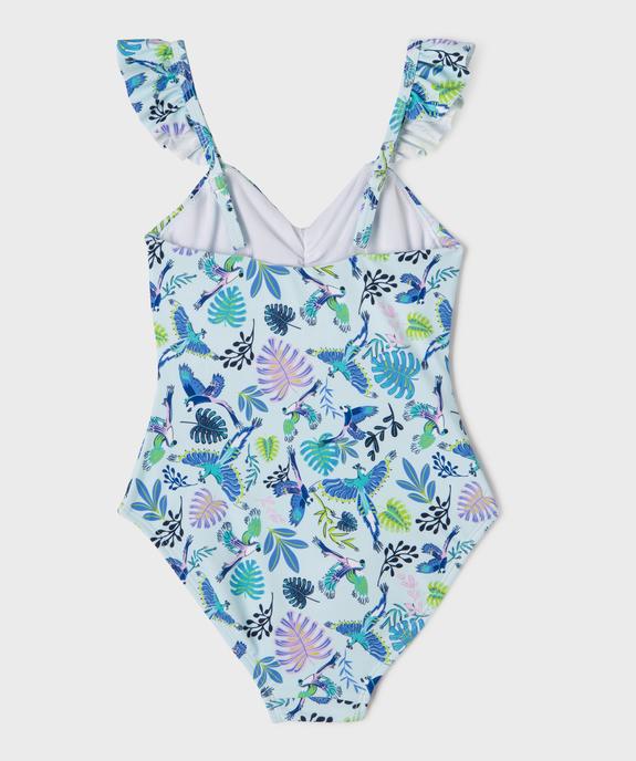 Maillot de bain 1 pièce fleuri à bretelles volantées fille vue4 - GEMO (ENFANT) - GEMO