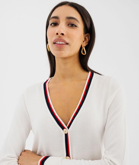 Gilet en maille fine et souple  bandes colorées femme vue3 - LULU CASTAGNETTE GEMO FOR GOOD - GEMO