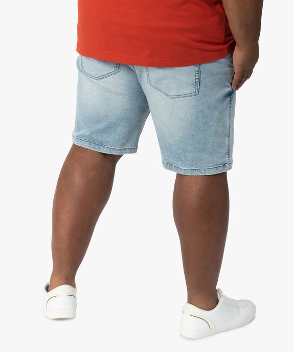Bermuda homme grande taille en jean stretch délavé vue3 - GEMO (G TAILLE) - GEMO