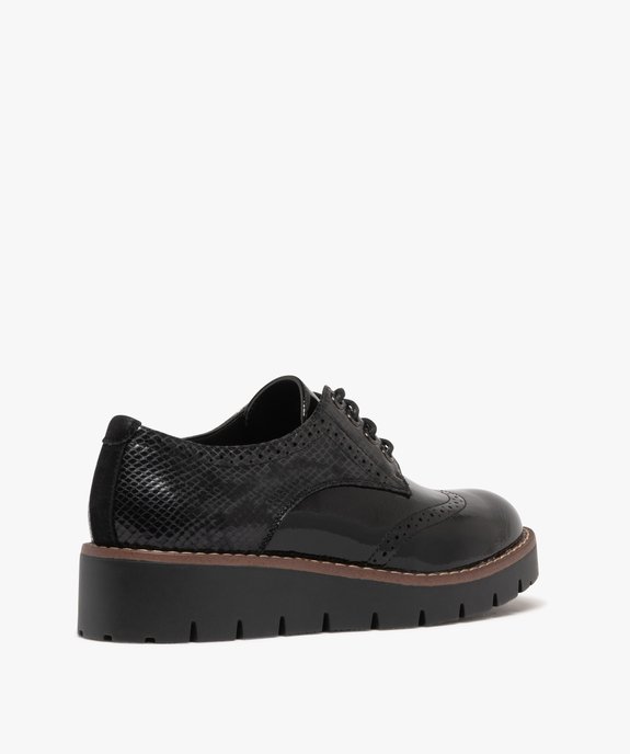 Derbies femme dessus vernis à bout fleuri à semelle plateforme crantée vue5 - GEMO (CASUAL) - GEMO