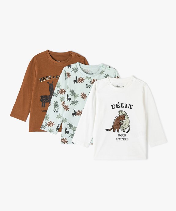 Tee-shirt bébé garçon à manches longues (lot de 3) bleu | GEMO