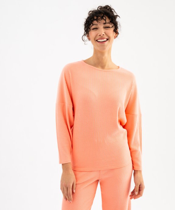 Haut de pyjama forme chemise manches courtes en lin femme vue9 - GEMO 4G FEMME - GEMO