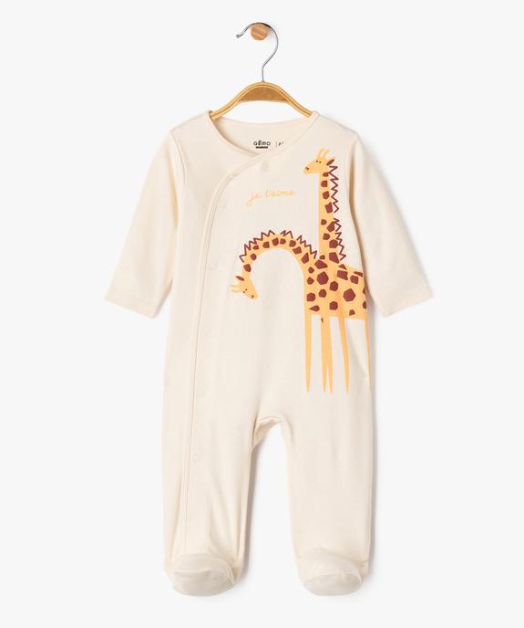Pyjama en coton à motif girafes bébé fille vue1 - GEMO 4G BEBE - GEMO