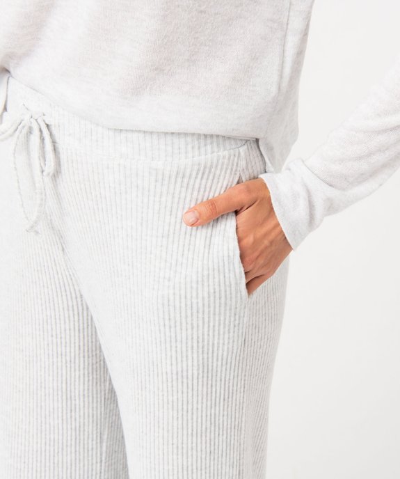 Bas de pyjama large en maille côtelée extra douce femme vue2 - GEMO 4G FEMME - GEMO