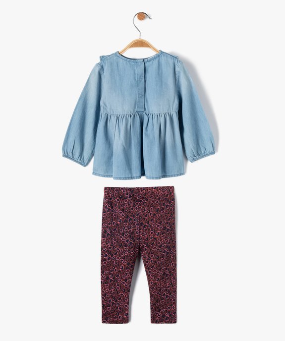 Ensemble bébé fille 2 pièces : blouse en jean et legging fleuri - LuluCastagnette vue4 - LULUCASTAGNETTE - GEMO