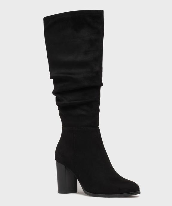 Bottes en suédine avec tige drapée femme - Follow Me vue3 - FOLLOW ME - GEMO