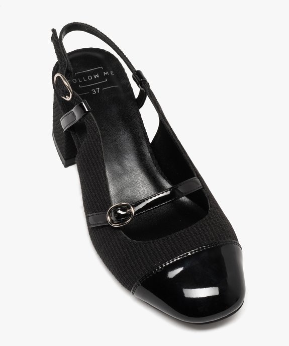 Escarpins sling-back en textile pailleté et vernis femme vue6 - FOLLOW ME - GEMO