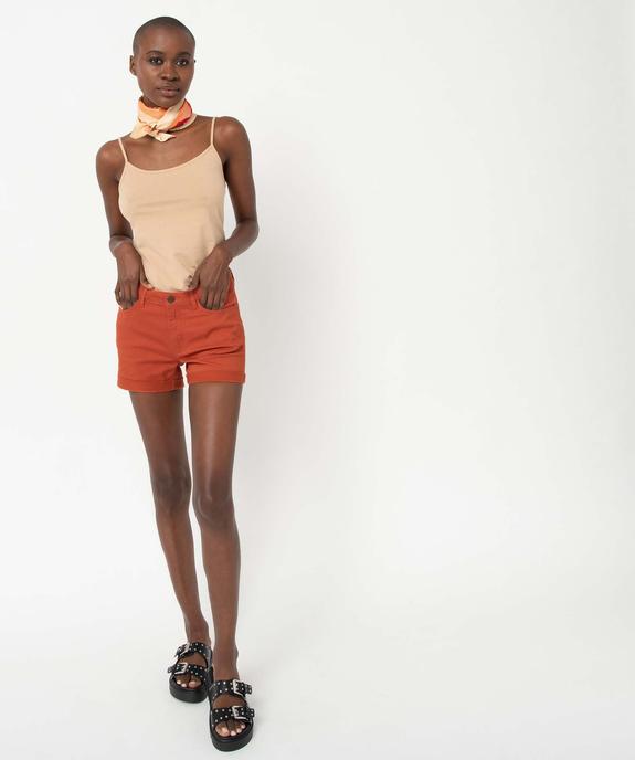 Short en coton stretch avec revers cousus femme vue5 - GEMO 4G FEMME - GEMO