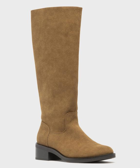 Bottes en suédine à petit talon femme vue3 - FOLLOW ME - GEMO