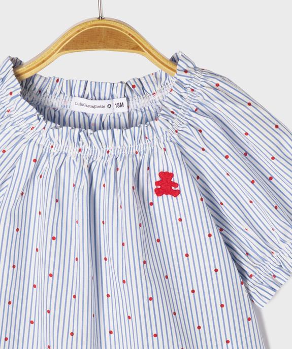 Blouse manches courtes à rayures et pois bébé fille - LuluCastagnette vue3 - LULUCASTAGNETTE - GEMO