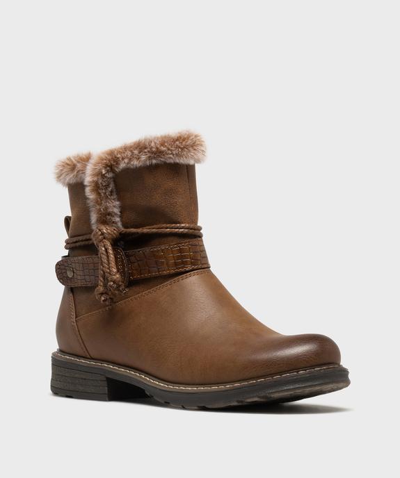 Boots fourrées avec brides cheville femme - Emilia Rosa vue2 - EMILIA ROSA - GEMO