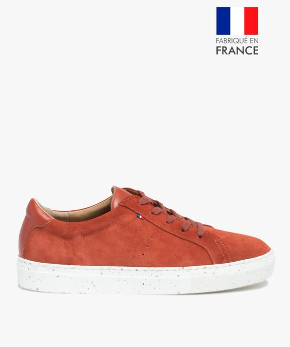 Baskets femme unies en cuir à lacets – Tanéo vue1 - TANEO - GEMO