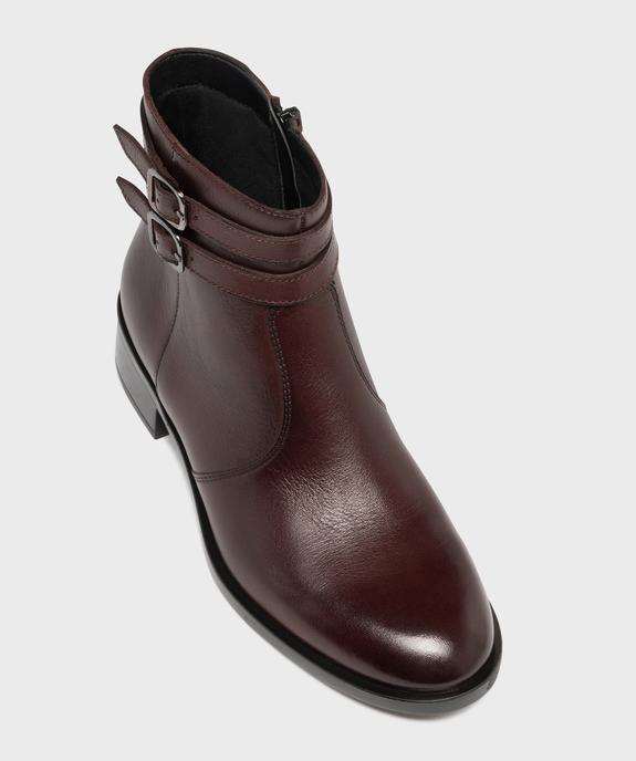 Boots en cuir à talon plat et zip femme - Tanéo vue5 - TANEO - GEMO