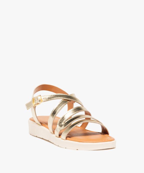 Sandales femme plates à brides métallisées  vue3 - GEMO (CASUAL) - GEMO