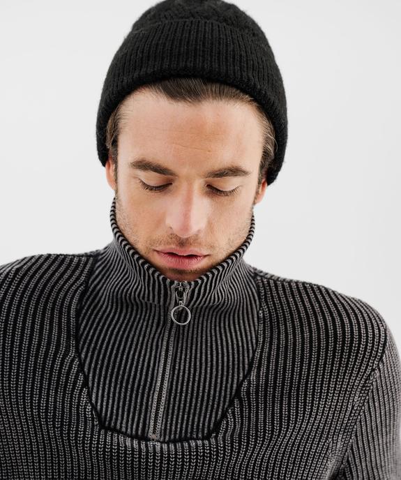 Pull en coton côtelé avec col camionneur homme vue5 - GEMO (HOMME) - GEMO