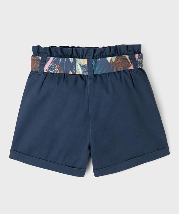 Short en coton taille haute avec ceinture à nouer fille vue7 - GEMO (ENFANT) - GEMO