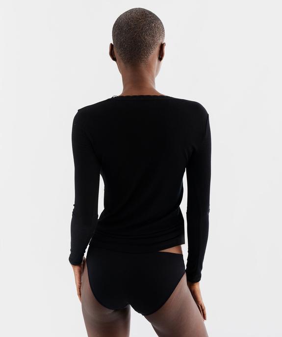 Tee-shirt manches longues avec col rond en dentelle femme vue3 - GEMO(HOMWR FEM) - GEMO