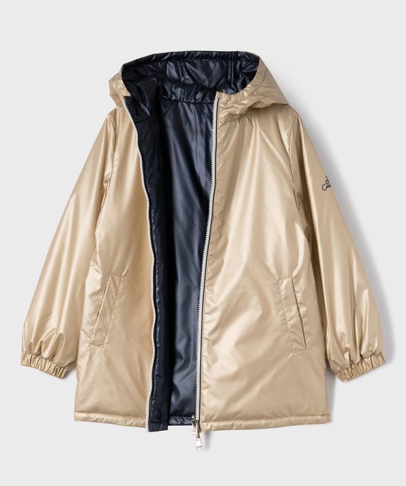 Manteau imperméable à capuche réversible fille - LuluCastagnette vue3 - LULUCASTAGNETTE - GEMO