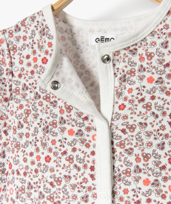 Pyjama bébé en jersey de coton fleuri et ouverture ventrale vue2 - GEMO(BB COUCHE) - GEMO