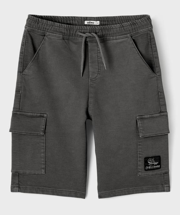 Bermuda cargo en coton stretch à coloris unique garçon vue2 - GEMO (JUNIOR) - GEMO
