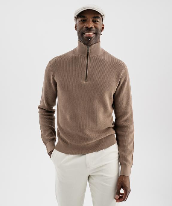 Pull en coton à col camionneur homme vue2 - GEMO (HOMME) - GEMO
