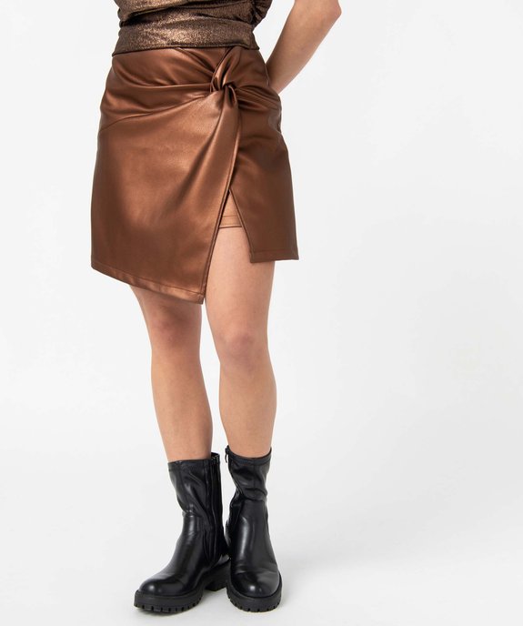 Jupe femme forme portefeuille en synthétique imitation cuir vue1 - GEMO(FEMME PAP) - GEMO