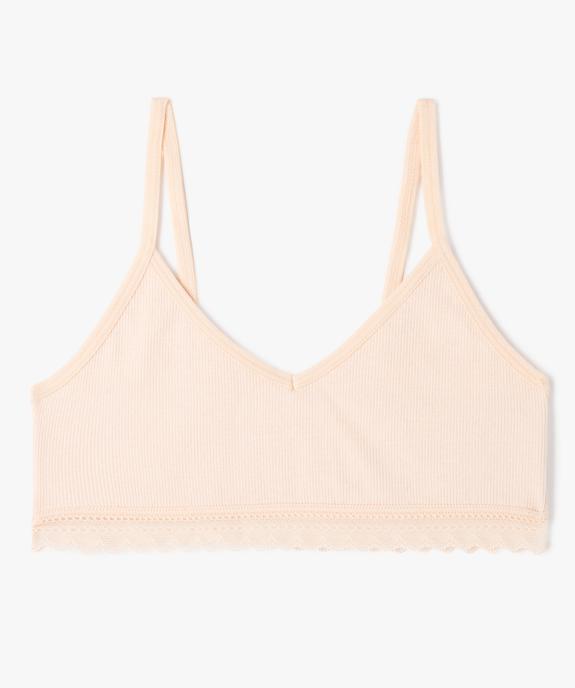 Brassière à fines bretelles en maille côtelée fille vue1 - GEMO 4G FILLE - GEMO