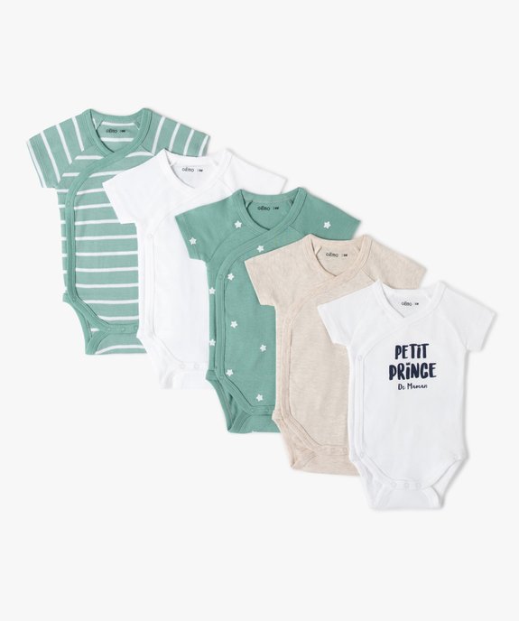 Body Bebe A Manches Courtes Fermeture Croisee Lot De 5 Gemo