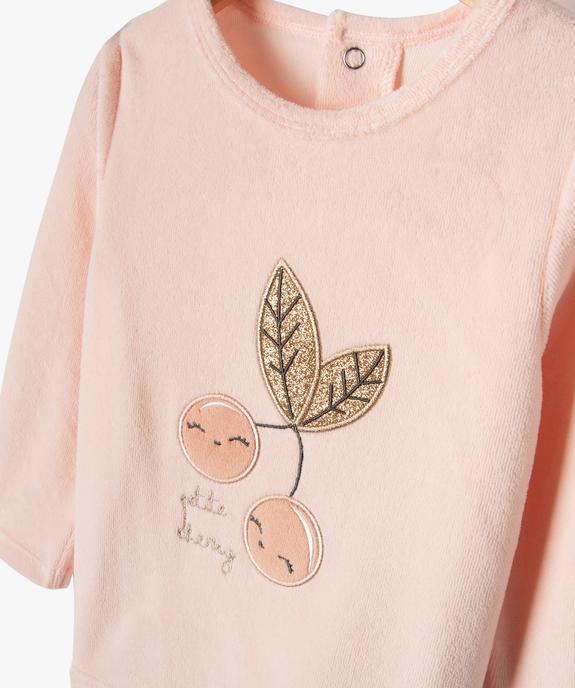 Pyjama en velours 2 pièces à motifs cerises bébé fille vue2 - GEMO(BB COUCHE) - GEMO