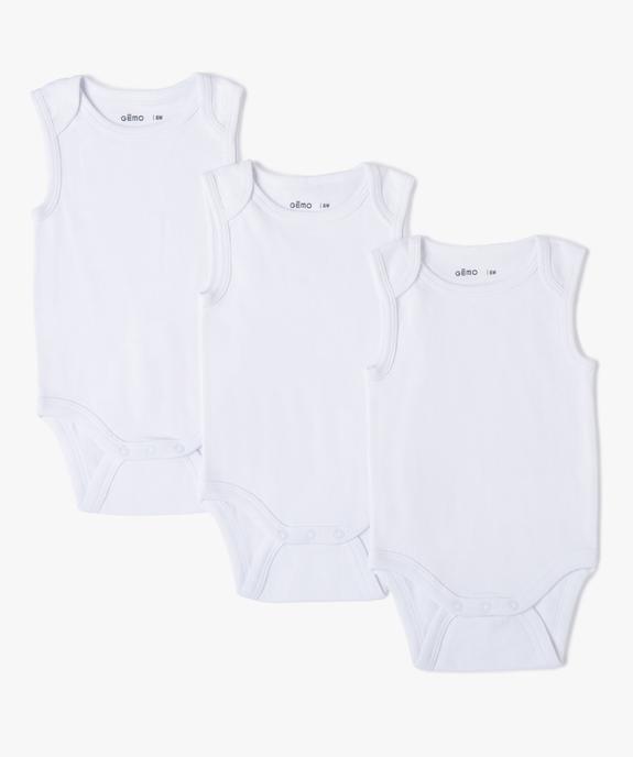 Bodies bébé sans manches (lot de 3) 100% coton biologique vue1 - GEMO 4G BEBE - GEMO