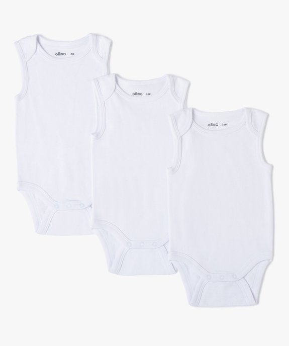 Bodies Bebe Sans Manches Lot De 3 100 Coton Biologique Gemo