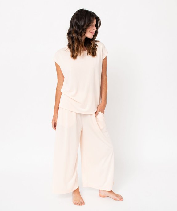 Tee-shirt homewear sans manches avec large col rond femme vue5 - GEMO 4G FEMME - GEMO
