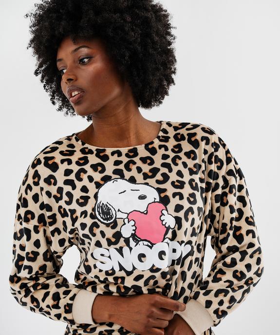Pyjama en velours imprimé léopard à motif Snoopy femme - Peanuts vue2 - SNOOPY - GEMO