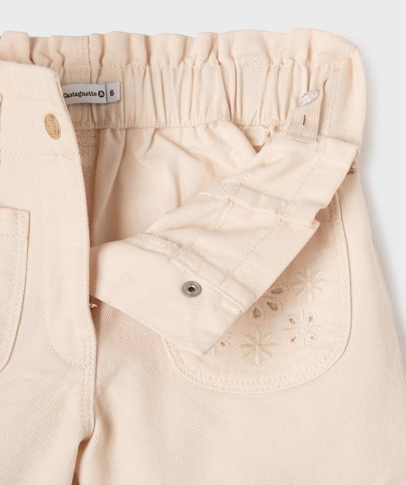 Short en toile avec poches brodées fille - LuluCastagnette vue4 - LULU CASTAGNETTE GEMO FOR GOOD - GEMO