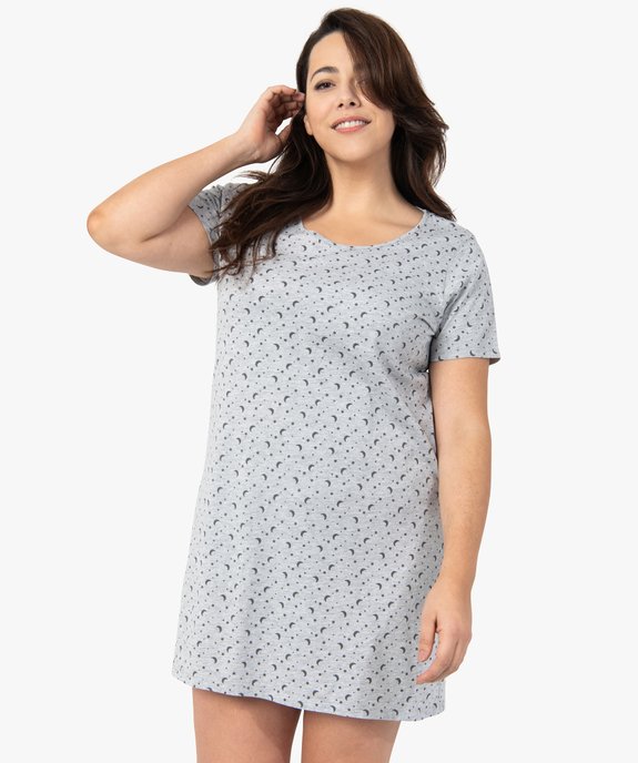 Chemise de nuit femme à manches courtes avec motifs | GEMO